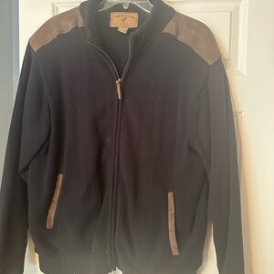 Men's Black and Brown Cardigan Sweater